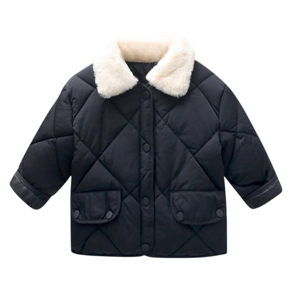 Luvrsol Kids Stand Collar Quilted Bomber Jacket Full Zip Long Sleeve Padded Casual Outer Coat for Boys Girls, Black 4