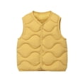 thumbnail image 1 of Luvrsol Kids V‑Neck Wave‑Quilted Puffer Vest Zip‑Up Sleeveless Lightweight Layering Gilet for Boys Girls, Yellow 140, 1 of 8