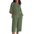 thumbnail image 1 of Luvrsol Matching Short Sets Women Clothing Linen Short Sleeve Outfits Casual Summer Shorts Set with Pocket, Size S-5XL, 1 of 4