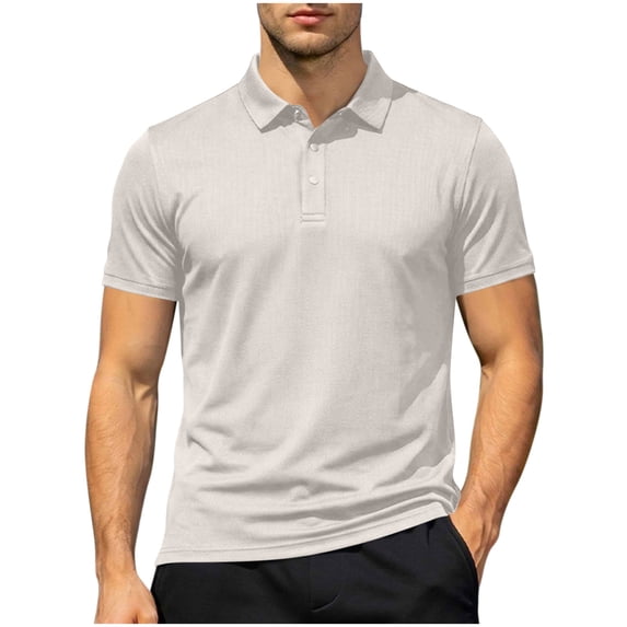 Luvrsol Men T Shirts Solid Basic Short Sleeve Lapel Collar Cotton Casual Daily Tops S-3XL
