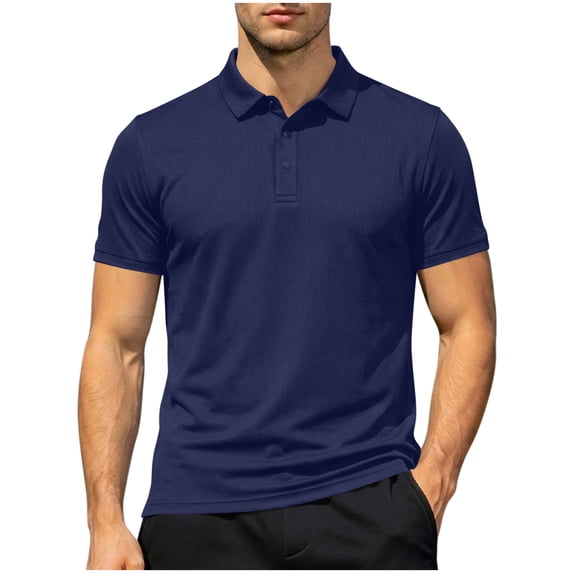 Luvrsol Men T Shirts Solid Basic Short Sleeve Lapel Collar Cotton Casual Daily Tops S-3XL