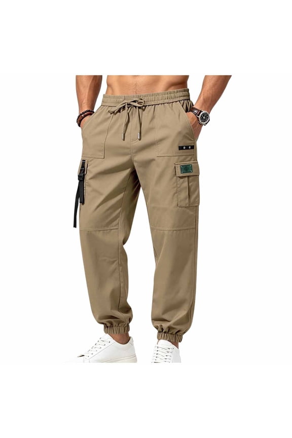 Men Windproof Ripstop Outdoor Cargo Pants Multi Secure Pockets Industrial Work Trousers S-3XL