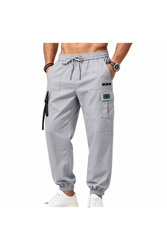 Men Windproof Ripstop Outdoor Cargo Pants Multi Secure Pockets Industrial Work Trousers S-3XL