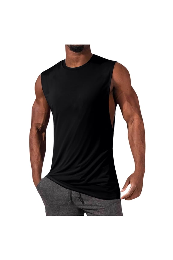 Men's Big & Tall Tank Tops Relaxed Fit Solid Base Layer Sleeveless Shirts, S-4XL