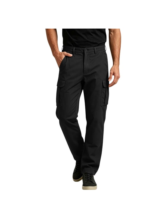 Men’s Classic Solid Multi Pocket Straight Cargo Pants Outdoor Walking Daily Basic Casual Pants S-3XL