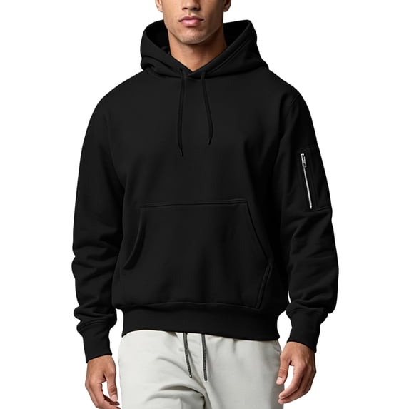 Luvrsol Men's Hoodies Drawstring Sweatshirt Solid Basic Long Sleeve Pullover Tops S-2XL