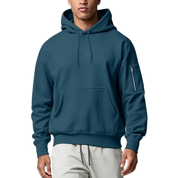 Luvrsol Men's Hoodies Drawstring Sweatshirt Solid Basic Long Sleeve Pullover Tops S-2XL