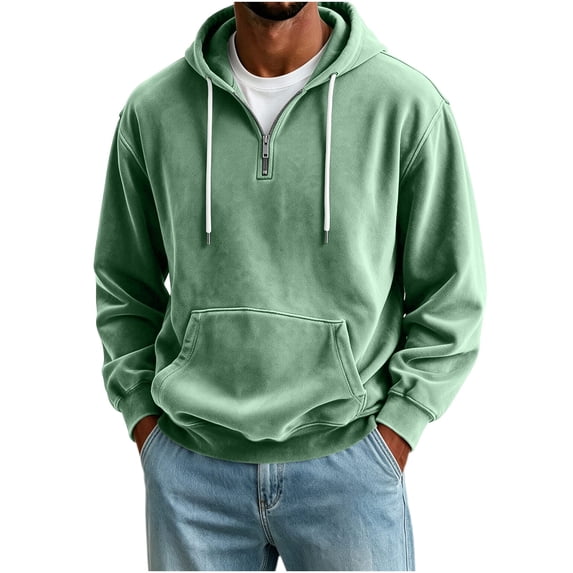 Luvrsol Men's Quarter Zip Pullover Hoodie Casual Long Sleeve Half Zip Hooded Sweatshirt for Daily Wear S-3XL