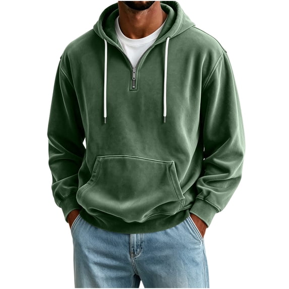 Luvrsol Men's Quarter Zip Pullover Hoodie Casual Long Sleeve Half Zip Hooded Sweatshirt for Daily Wear S-3XL