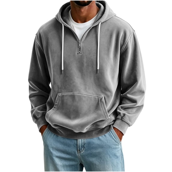 Luvrsol Men's Quarter Zip Pullover Hoodie Casual Long Sleeve Half Zip Hooded Sweatshirt for Daily Wear S-3XL
