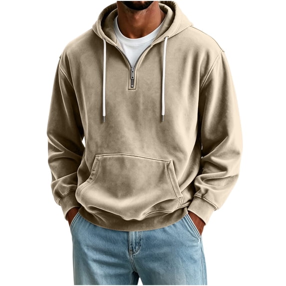 Luvrsol Men's Quarter Zip Pullover Hoodie Casual Long Sleeve Half Zip Hooded Sweatshirt for Daily Wear S-3XL