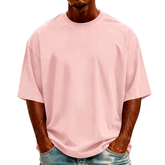 Luvrsol Men's T Shirts Big & Tall Loose Fit Solid Crew Neck Basic Tees Soft Summer Everyday Tops S-5XL