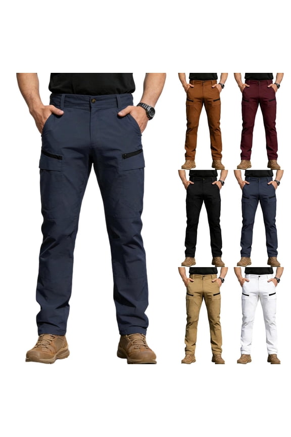 Men's Work Pants Lightweight Stretch Water Resistant Casual Tactical Cargo, S-3XL