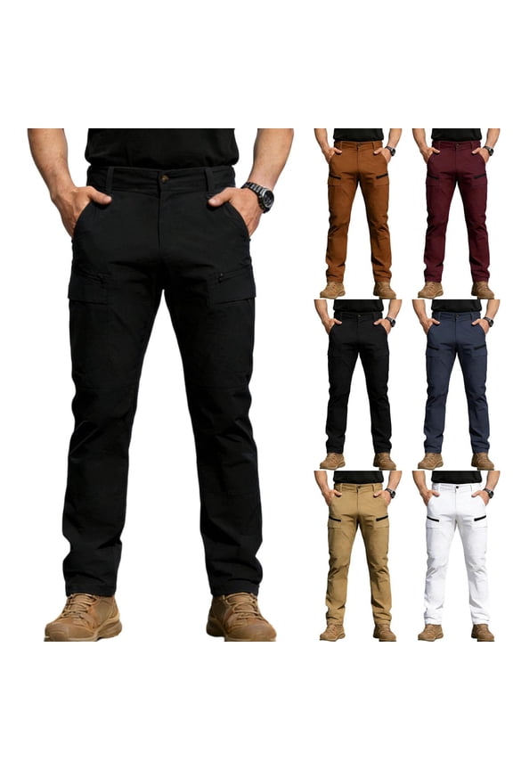 Men's Work Pants Lightweight Stretch Water Resistant Casual Tactical Cargo, S-3XL