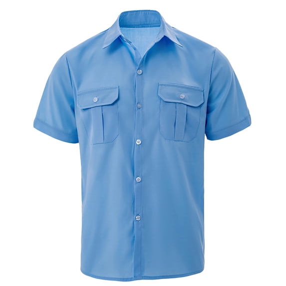 Luvrsol Mens Button Up Shirts Short Sleeve Classic Wrinkle-Resistant Casual Everyday Blouse Pocket Design S-3XL