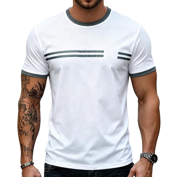 Luvrsol Mens Shirts Heavyweight Solid Crew Neck Basic Tee Breathable Cotton Blend Work Shirts XS-3XL