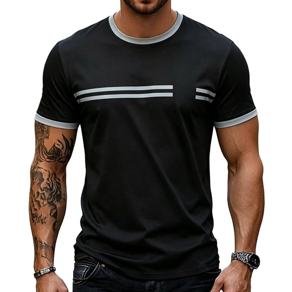 Luvrsol Mens Shirts Heavyweight Solid Crew Neck Basic Tee Breathable Cotton Blend Work Shirts XS-3XL