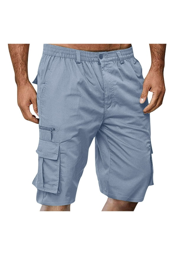Mens Shorts Cargo Lightweight Tactical Multi-Pocket Button Zipper Outdoor Casual Shorts, Size S-3XL