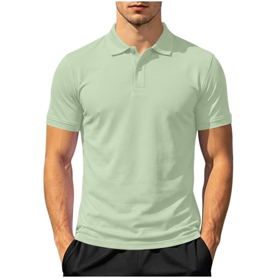 Luvrsol Mens T Shirt Solid Basic Turndown Collar Short Sleeve Regular Fit Plain Cotton Daily Tops S-3XL