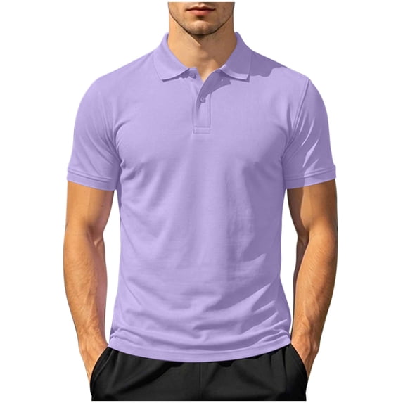 Luvrsol Mens T Shirt Solid Basic Turndown Collar Short Sleeve Regular Fit Plain Cotton Daily Tops S-3XL