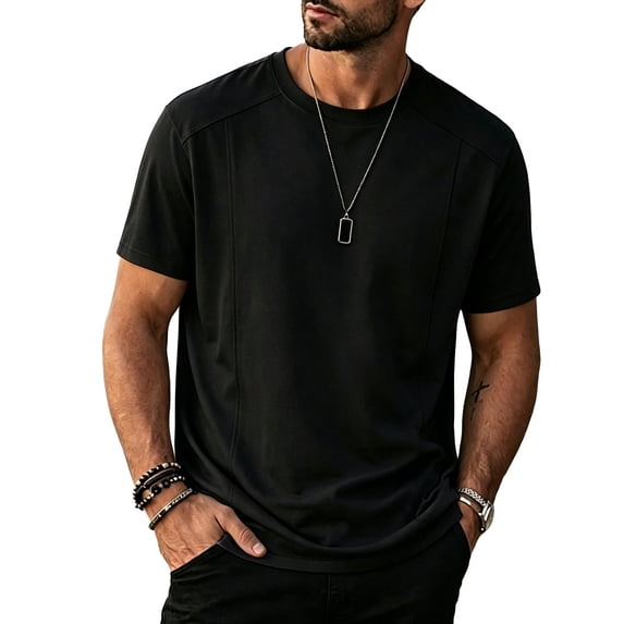 Luvrsol Mens T-Shirts Big & Tall Loose Fit Solid Crew Neck Basic Tees Soft Summer Everyday Tops M-5XL