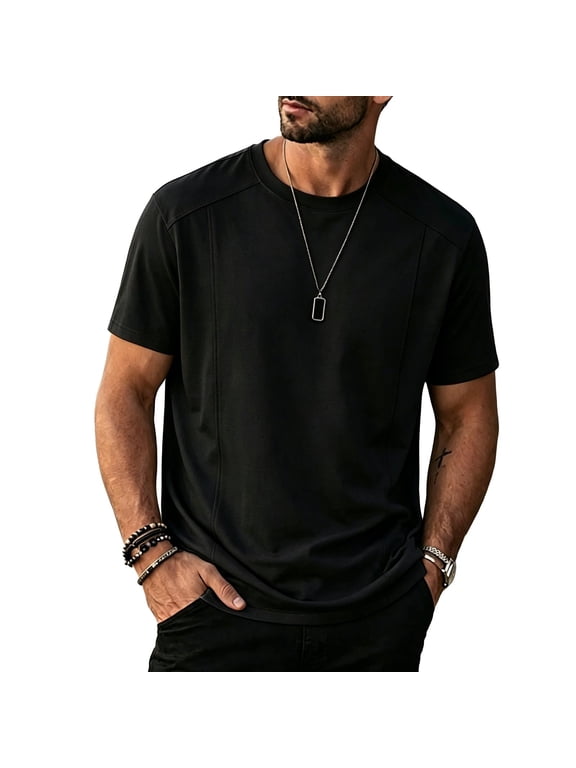 Mens T-Shirts Big & Tall Loose Fit Solid Crew Neck Basic Tees Soft Summer Everyday Tops M-5XL