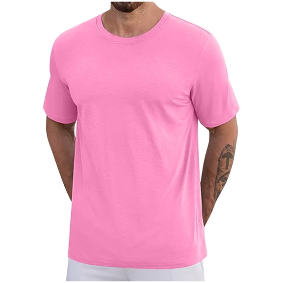 Luvrsol Mens T-Shirts Breathable Casual Solid Loose-Fit Short Sleeved Base Tee Daily, S-5XL