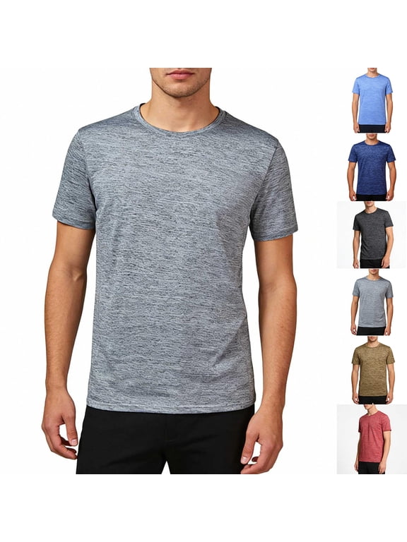 Mens T-shirts Big and Tall Solid Moisture Wicking Tee Quick Dry Lightweight Short Sleeve Sport Top M-5XL