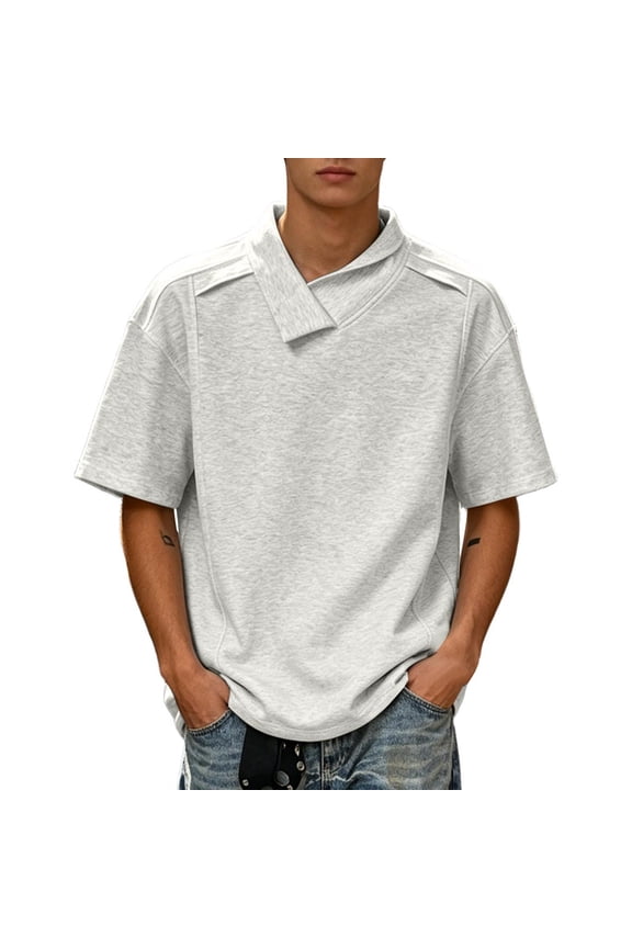 Mens Tshirts Solid Basic Short Sleeve Lapel Collar Soft Pique Cotton Classic Casual Tops M-3XL