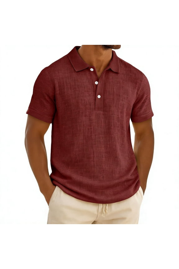 Plus Size Men's Solid Short Sleeve Collared Button-Down Casual Shirt, S-4XL