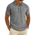 thumbnail image 1 of Luvrsol Plus Size Men's Solid Short Sleeve Collared Button-Down Casual Shirt, S-4XL, 1 of 7