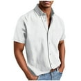 thumbnail image 1 of Luvrsol Plus Size Men's Summer Short Sleeve Pockets Collared Shirt Solid Casual Loose, S-5XL, 1 of 5