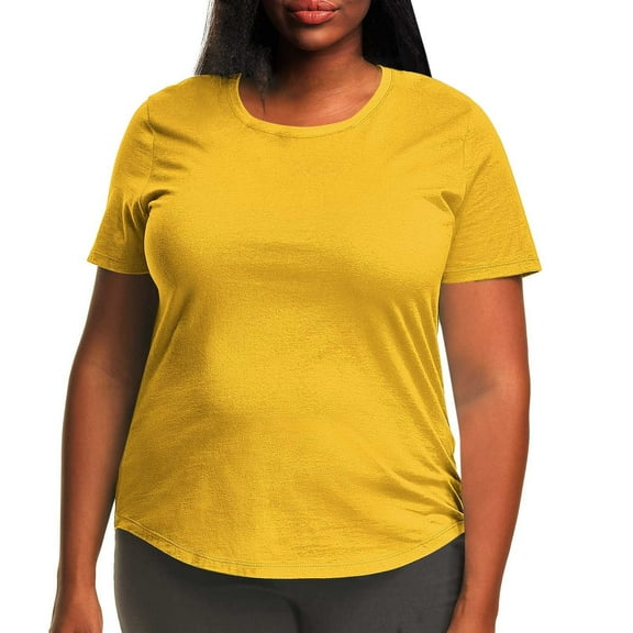 Luvrsol Plus Size T Shirts Casual Oversize Solid Round Neck Short Sleeved Base Blouse T-shirt, Size M-5XL