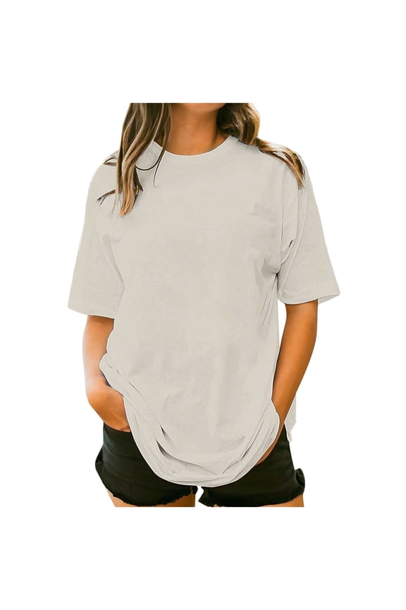 Plus Size T Shirts Casual Solid Oversize Round Neck Short Sleeved Pocket Base Blouse T-shirt, Size S-5XL