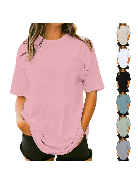 Plus Size T Shirts Casual Solid Oversize Round Neck Short Sleeved Pocket Base Blouse T-shirt, Size S-5XL