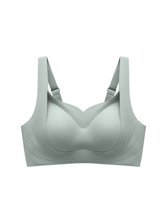 Plus Size T shirt Bras for Women Wireless Adjustable Wide Strap Seamless 3D Support Comfort Bra, Mint Green M-2XL