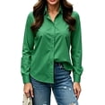 thumbnail image 1 of Luvrsol Plus Size Women Button Down Shirt Elegant Collared Blouse Tailored Slim Cut office‑Wear Tops S-3XL, 1 of 4