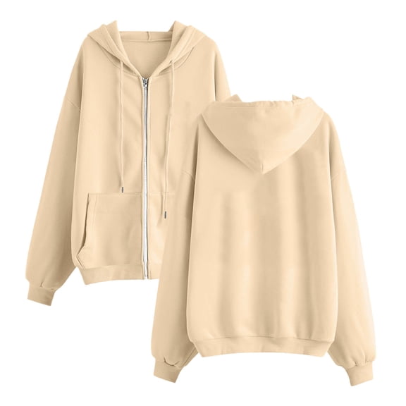 Luvrsol Plus Size Women Hoodies Zip Up Hooded Jacket Long Sleeve Drawstring Pockets Sweatshirt Daily Casual S-3XL