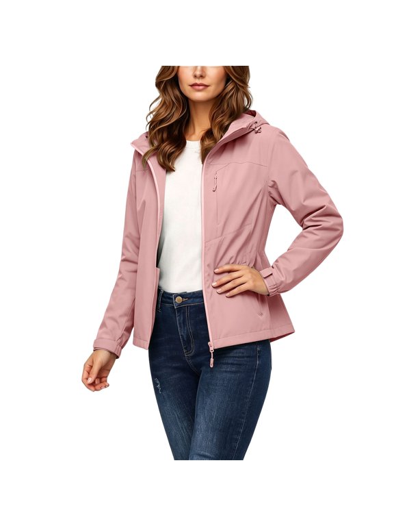 Plus Size Women Rain Jacket Outdoor Shell Coats Waterproof Breathable Hooded Windproof Raincoat M-5XL