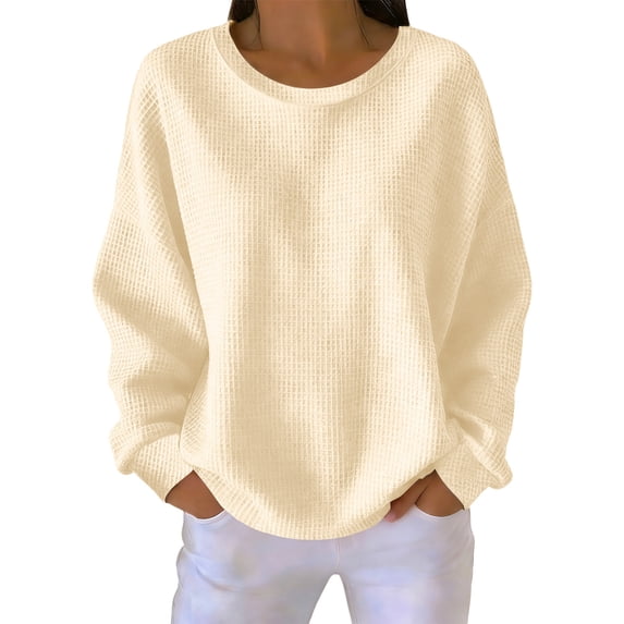 Luvrsol Plus Size Women's Blouse Comfortable Round-Neck Long Sleeve Solid Casual T-shirt Sweatshirt S-5XL