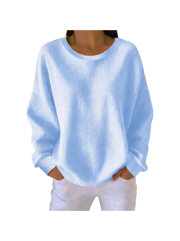 Plus Size Women's Blouse Comfortable Round-Neck Long Sleeve Solid Casual T-shirt Sweatshirt S-5XL