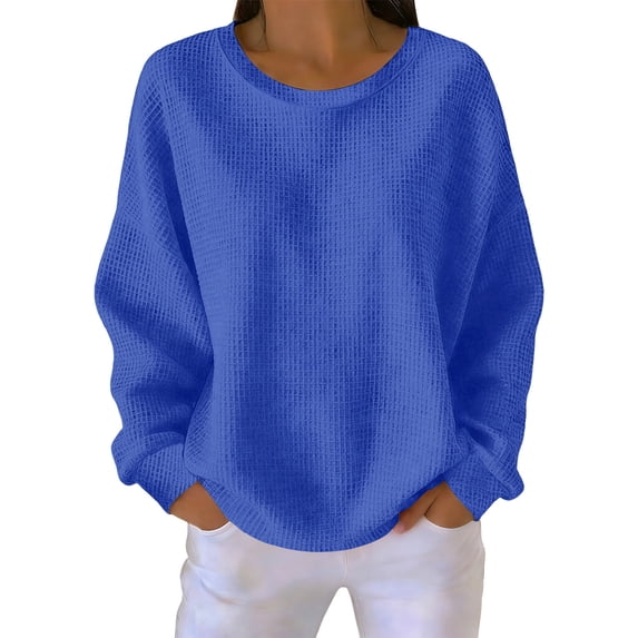 Luvrsol Plus Size Women's Blouse Comfortable Round-Neck Long Sleeve Solid Casual T-shirt Sweatshirt S-5XL