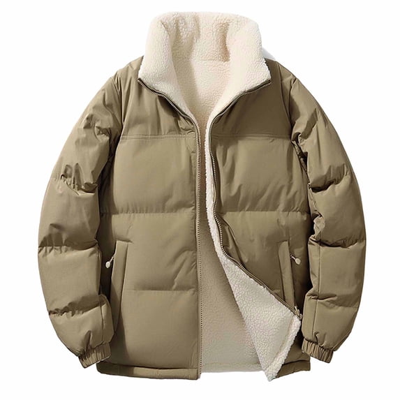 Luvrsol Plus Size Women's Coats Stand Collar Quilted Short Puffer Jacket Long Sleeve Zip Up Casual Warm Outerwear S-3XL