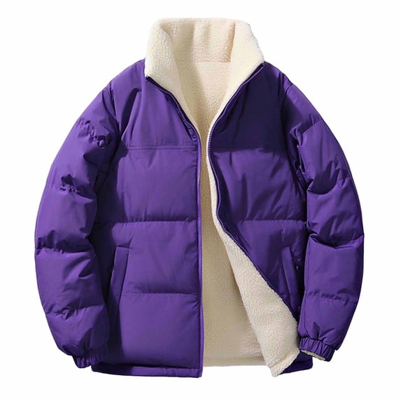 Luvrsol Plus Size Women's Coats Stand Collar Quilted Short Puffer Jacket Long Sleeve Zip Up Casual Warm Outerwear S-3XL