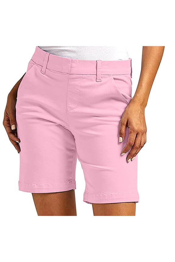 Plus Size Women's Shorts Stretch Twill Thin Waist Hiking Work Summer Casual with Pockets, S-4XL