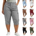 thumbnail image 1 of Luvrsol Plus Size Womens Cargo Capris Casual with Zipper Pockets Elastic Waist Outdoor L-5XL, 1 of 9