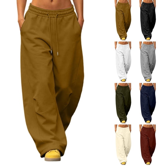 Luvrsol Plus Size Womens Sweatpants High Waist Wide Leg Athletic Pants Drawstring Pockets Joggers S-3XL
