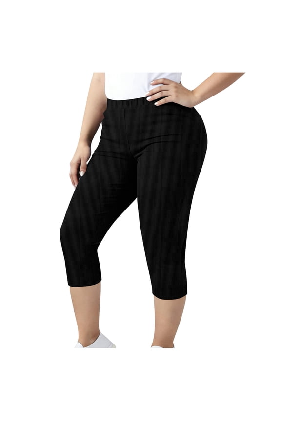 Plus Women's High Waisted Skinny Capri Quick Dry Moisture Wicking Solid Casual Pants Running Casual, Size L-5XL