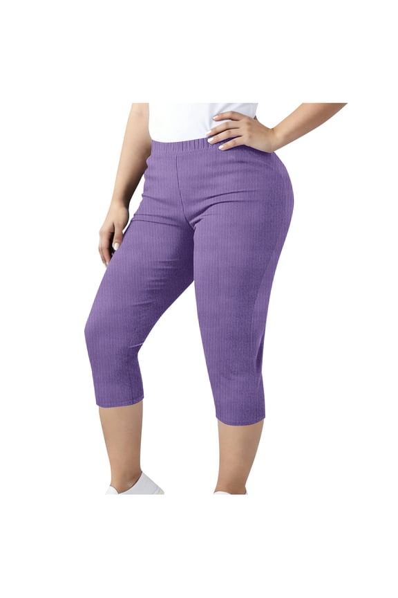 Plus Women's High Waisted Skinny Capri Quick Dry Moisture Wicking Solid Casual Pants Running Casual, Size L-5XL