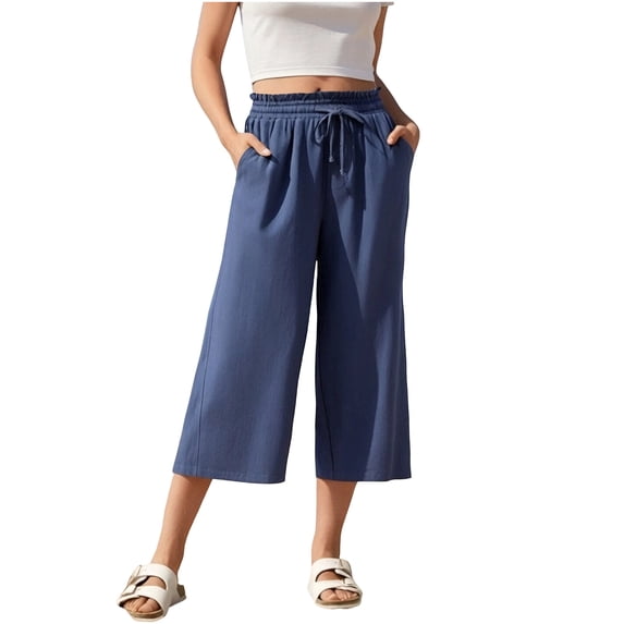 Luvrsol Plus Womens Capri Pants Quick Dry Moisture Wicking Casual Solid High Rise Straight Leg 7/8 Capri Jeans, Size S-5XL